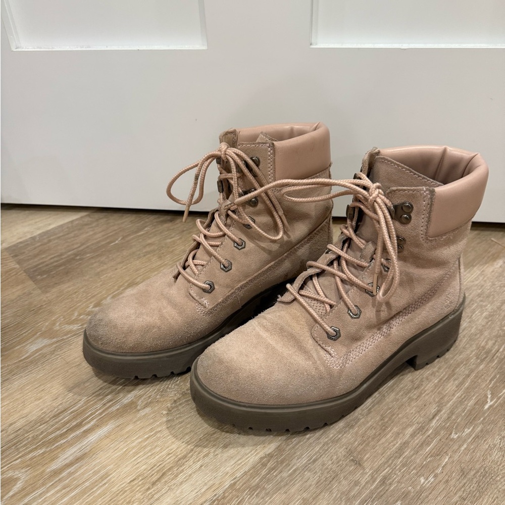 Pink Timberland Lace Up Boots